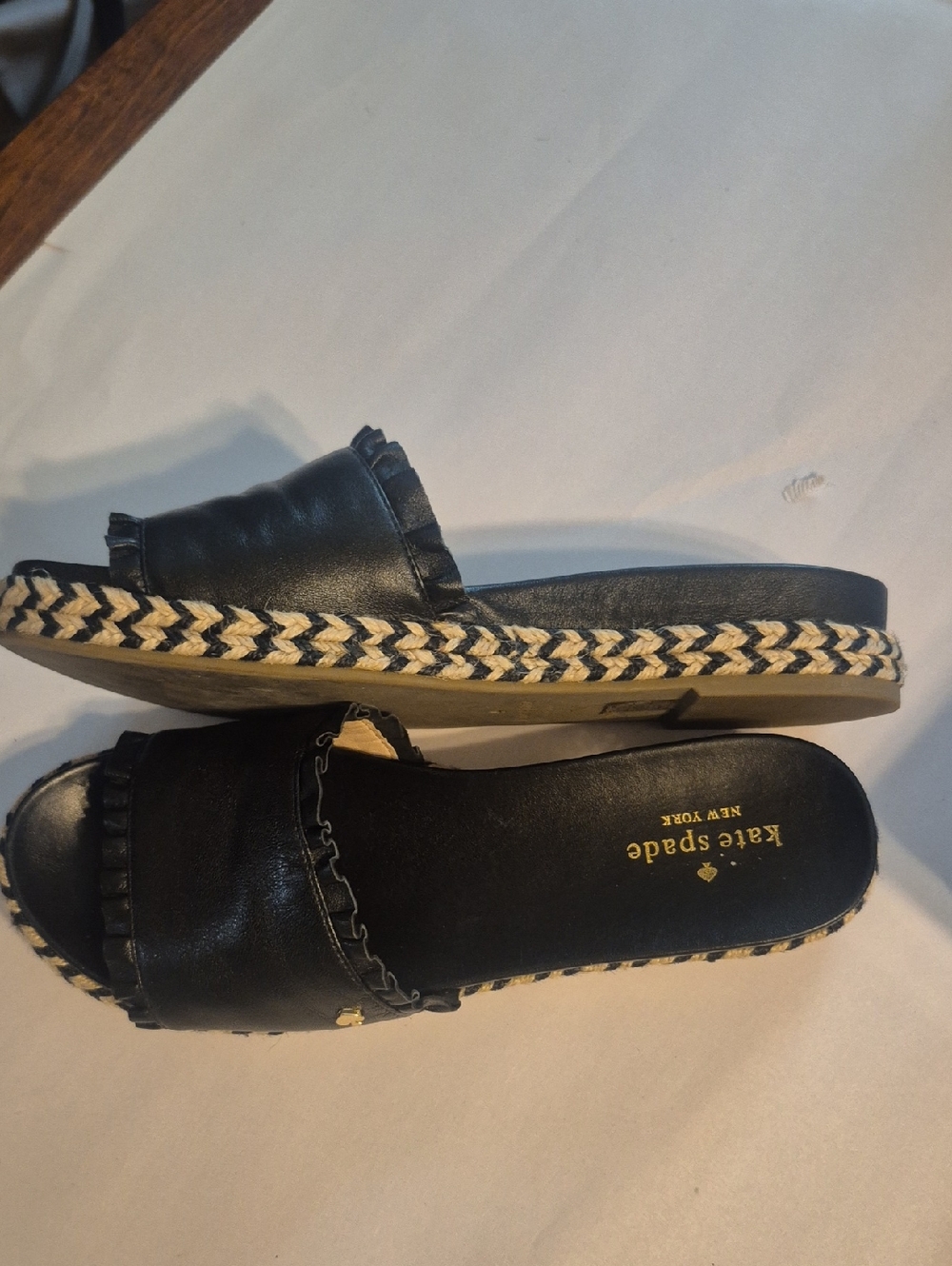 Kate Spade Black Ruffle Slide Sandals - Picture 3 of 6
